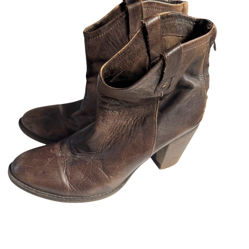 Ziti Girl Brown Leather Ankle Boots Size 11 Boho Coastal Cowgirl Western Classic